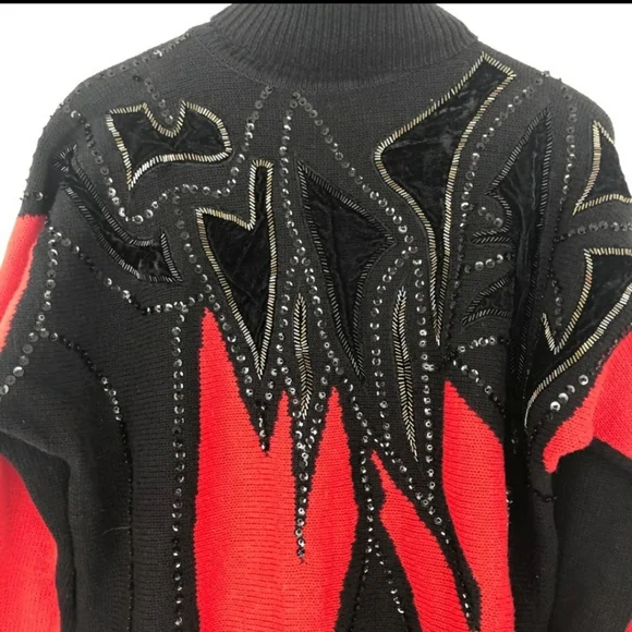 Vintage Velvet Sequin Beaded Maximalist Sweater - Picture 6 of 14